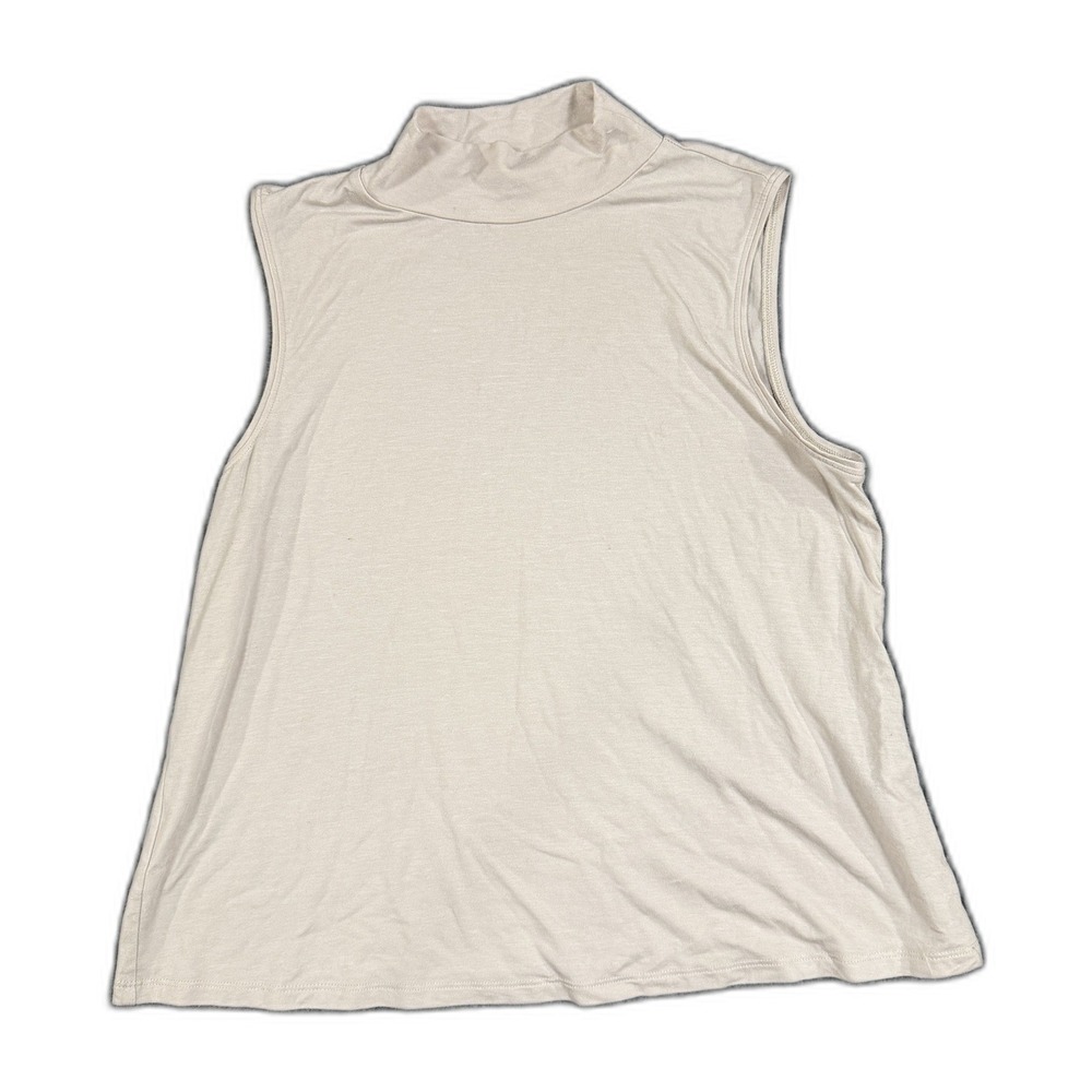 Eileen Fisher Womens S Beige Tencel Lyocell Stretch Mock Neck Tank Top NWOT